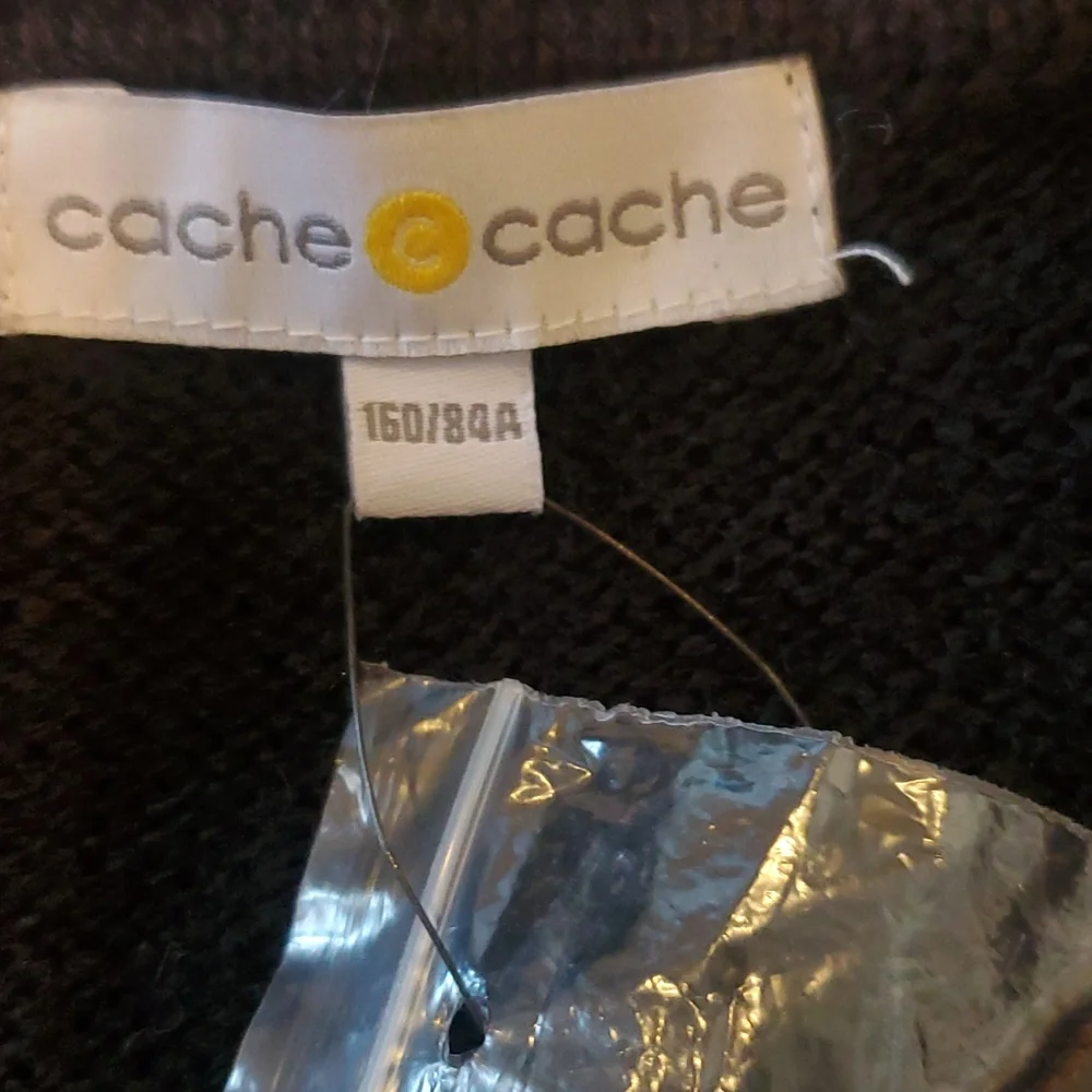 Cache Cache Black Tunic Sweater With Lace Embroidered Eiffel Tower Size S - Picture 4 of 8